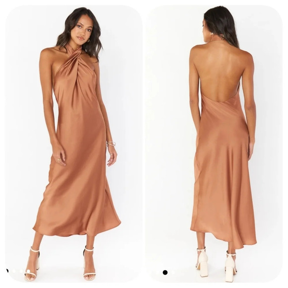 NWOT Show Me Your MuMu Jasmine Halter Midi Dress - Picture 1 of 9